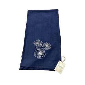 Tag Aloha Co. Women's The Hibiscus Embroidered Scarf DD7 Navy Blue One Size NWT